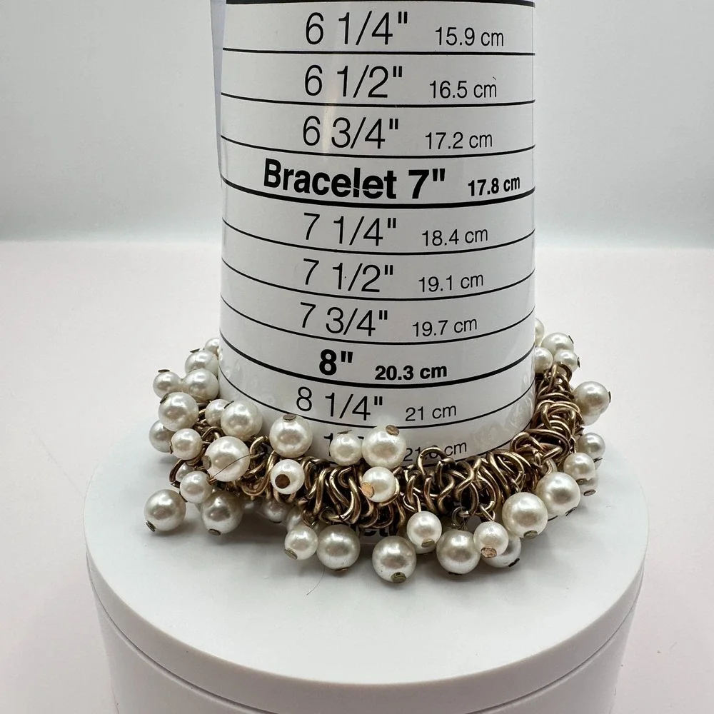 Vintage Gold Tone Faux Pearl Chunky Bracelet - Bridal Gift